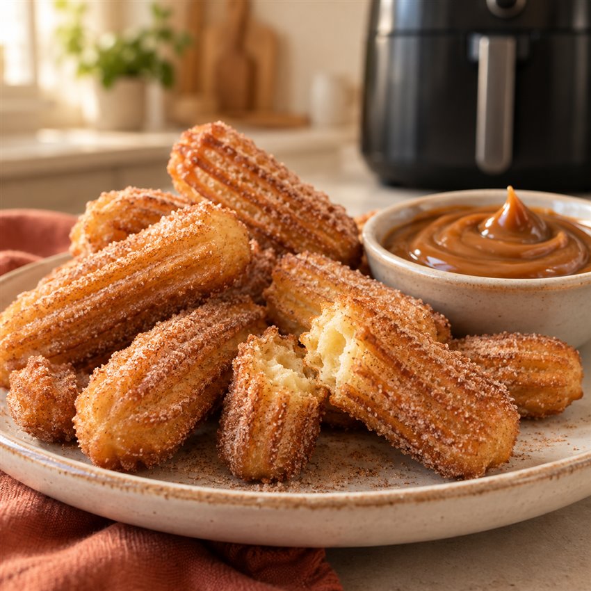 Churros dourados com doce de leite — imagem ilustrativa